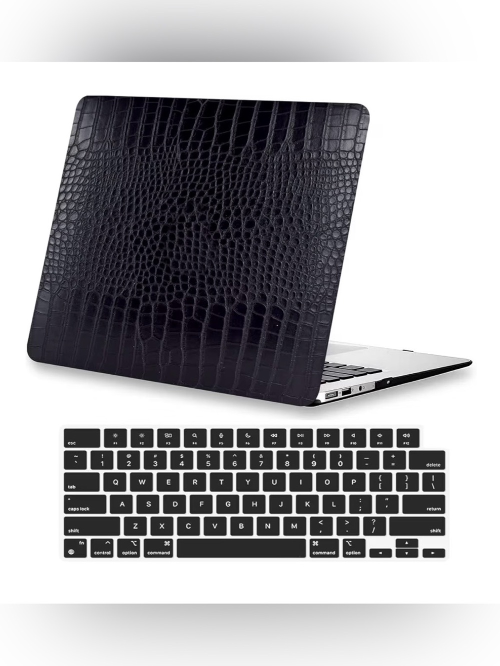 Black Croc Texture Laptop Skin with Matching Keyboard Cover - Picture 1 of 6